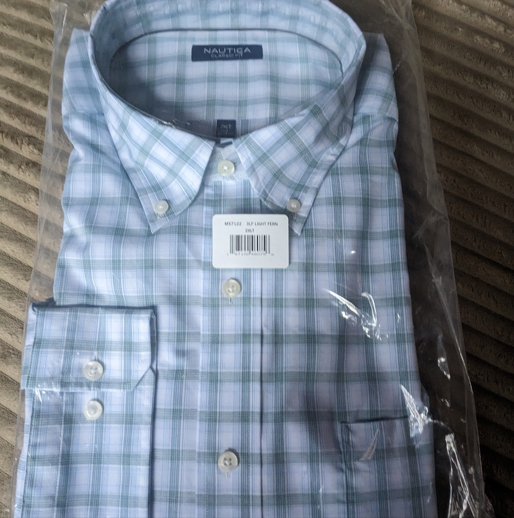 Nautica Men's Light Blue Checkered Shirt